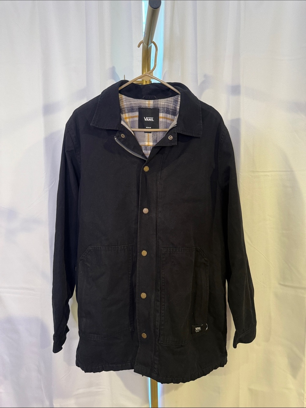 Vans Men’s Flannel Lined Black Work Jacket Medium